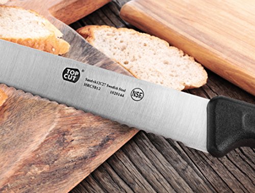 Top Cut by Cangshan P2 Series 10.25-Inch Serrated Bread Knife, Swedish Stainless Steel Commercial Bread Slicer for Restaurants