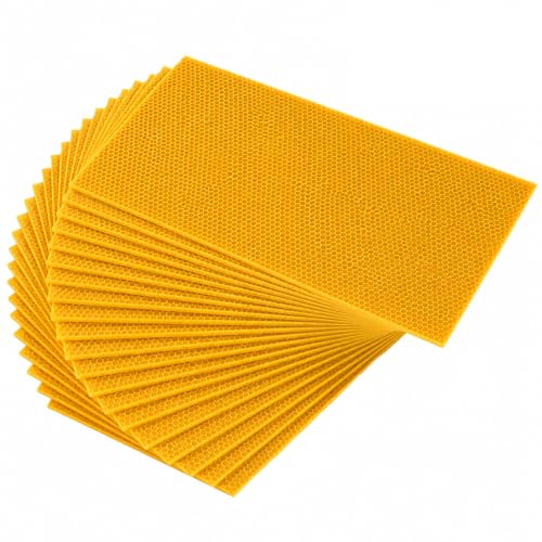 Yellow Bee Foundation Sheets for 8-1/2-Inch Deep Beehive 20PCS | Fits Langstroth Deep Frames, Wax-Coated Plastic, Food-Grade