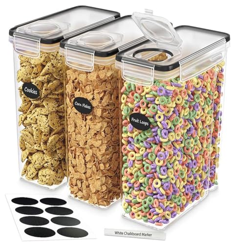 Cereal Containers Storage 3 Pack 135 fl. oz Cereal Dispenser Countertop, Airtight Food Storage Containers for Pantry Organization and Storage, Bpa-free Cereal Storage Container with Marker & Labels - color: 3 Pack