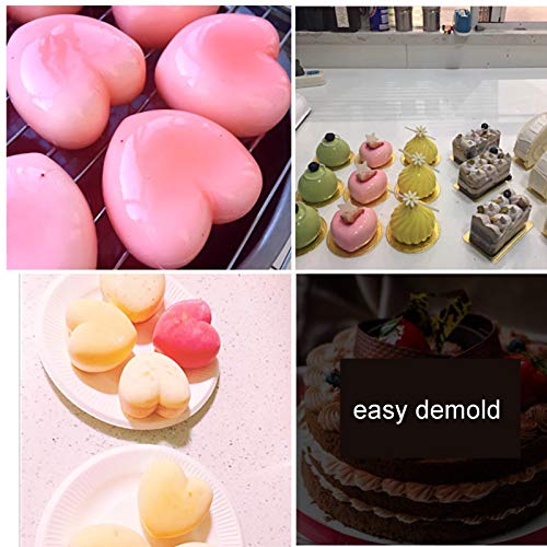 OCPO KITCHEN Mini Heart Silicone Molds for Baking Mousse Cake, Candy, Chocolate, Pastry, Truffle, Cupcake, Jelly, Cookie, Pudding, Cake Decoration Mold, 3D Heart Shape (15-Cavity) - style: Heart (15-Cavity)