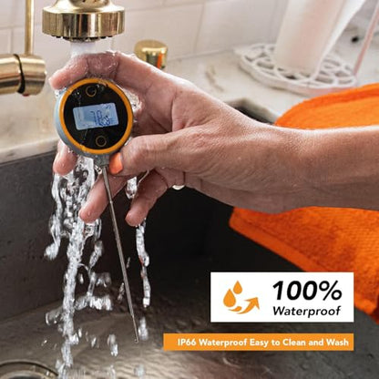 Pocket Pro 1-Second Instant Read Meat Thermometer, Rechargeable Digital Thermometer for Grilling, Food, BBQ, Kitchen Cooking, Oil Deep Frying & Candy (Nobility Blue) - color: Nobility Blue