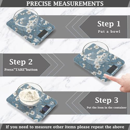 Food Scale Kitchen Scale Food Weight Scales Digital Weight Grams and Ounces Small Electronic Food Scale for Baking Cooking Blue Flowers Butterfly - color: Blue Flowers Butterfly