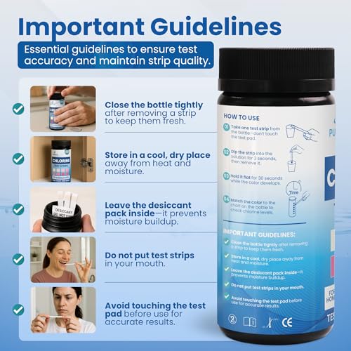200 Chlorine Test Strips for Food Service – 0-500 ppm Bleach Sanitizer Testing Strips – Works Well with Popular Sanitizers – Ideal for Restaurants, Bars, Cafes, Food Trucks, Kitchens, Daycares & More