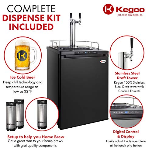 Kegco Keg Dispenser - color: Black, size: 2 Tap
