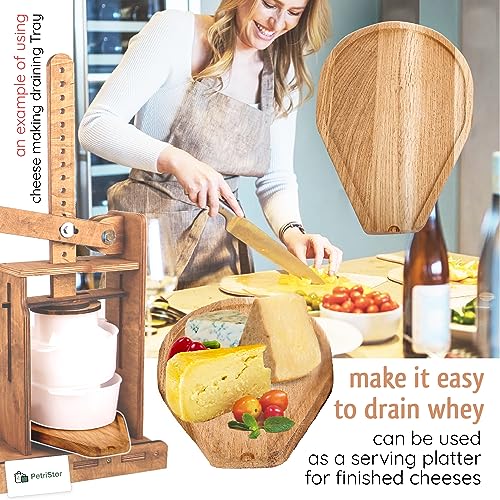Cheesemaking Draining Tray Natural Oak Drip Tray Small 6,8" x 9,8" - Cheese Makers