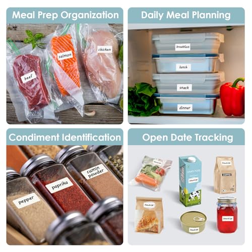 MaxGear 1000 Removable Freezer Labels 1x2 Inch | Waterproof Oil Resistant Stickers, No Residue for Food Containers, Pantry Jars, Organization Meal Prep, 1 Roll