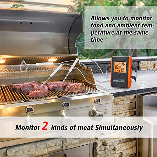 Wireless Meat Thermometer for Grilling Smoking - Kitchen Food Cooking Candy Thermometer with 3 Probes - Monitor Ambient Temperature Inside The Grill Smoker BBQ Oven Thermometer, 490ft,Digital - style: 3 Probes