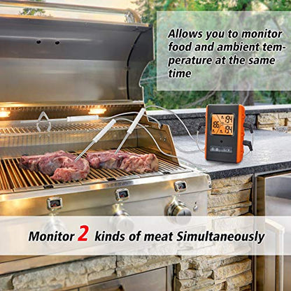 Wireless Meat Thermometer for Grilling Smoking - Kitchen Food Cooking Candy Thermometer with 3 Probes - Monitor Ambient Temperature Inside The Grill Smoker BBQ Oven Thermometer, 490ft,Digital - style: 3 Probes