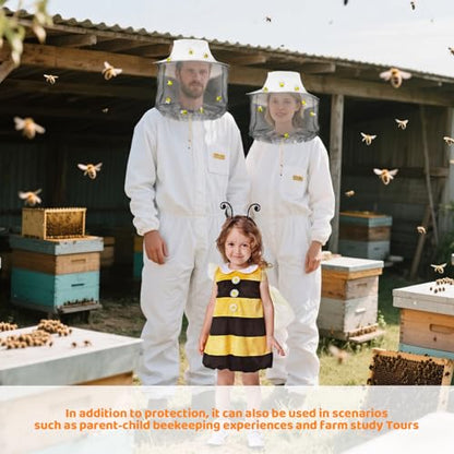 Beekeeper Costume Set Bee Keeper Hat with Veil 2PCS&40pcs Felt Bees 1 Roll Of Double-Sided Tape
