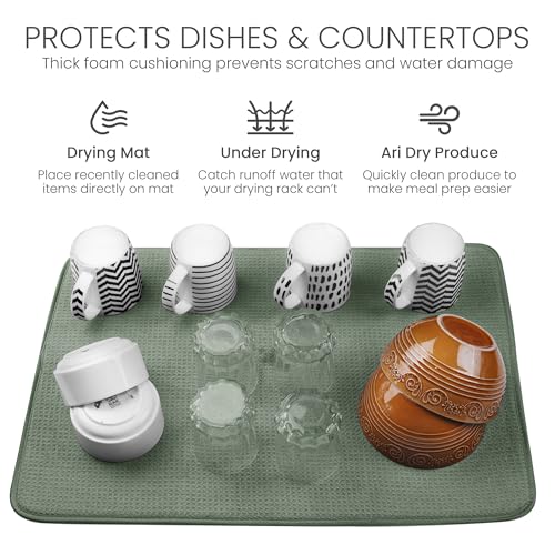 Bellemain XL Dish Mat 24" x 17" ( LARGEST MAT ) Microfiber Dish Drying Mat , Super absorbent ( Green ) - color: Green, size: 17" x 24"