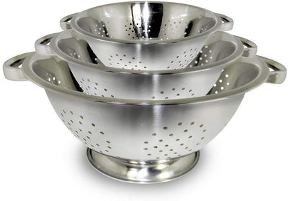 Premium Grade Stainless Steel Colander Basket Strainer Set of 3, with Measuring Cups & Spoon Set - Measure dry or liquid ingredients; Ideal for Cooking Baking Prep - Set of 11 pieces - size: Set of 11