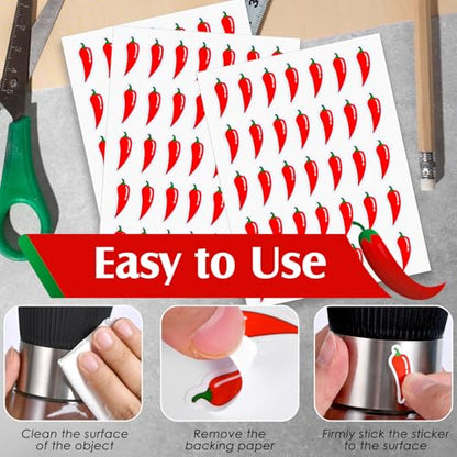 700 Pcs Spicy Stickers, Red Hot Chili Pepper Stickers Waterproof Vinyl Self Adhesive Spicy Level Indicator Labels Grocery Store Food Warning Spicy Labels for Scrapbooking Kids DIY Calendar Crafting