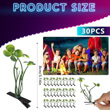 30 Pcs Bean Sprout Hair Clips Rave Mixed Style Plant Hairpins Hair Accessories for Party Irish(Clover) - style: Clover
