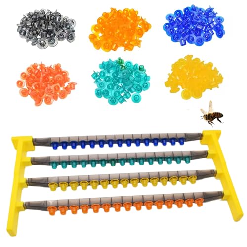Queen Rearing Kit with 15 Cell Cups & Frame Holder - Color-Coded Plastic Grafting Kit for Beekeeping Supplies