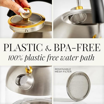 Stainless Steel Electric Kettle with Temperature Control - BPA and Plastic Free Electric Kettle with Keep Warm Function, Borosilicate Glass - Fast 1500W Hot Water Boiler, Auto Shut-Off - color: Stainless Steel