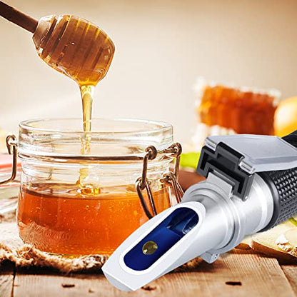 Brix Meter Refractometer 0~90%, LEERCHUANG Handheld Brix Refractometer, High Accurate Brix Measurement with ATC for Fruit, Beverages&Juice, Honey, Maple Syrup, Molasses and Other Sugary Drink… - size: Brix: 0~90%
