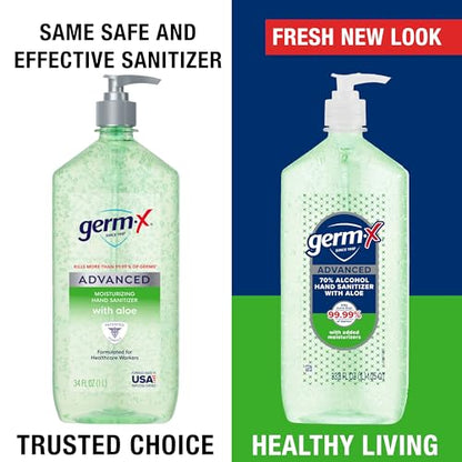 Germ-X Hand Sanitizer Gel with Aloe and Vitamin E | Moisturizing | No Rinse Formula | Pump Bottle | 1 Liter Pack of 2 - size: 33.8 Fl Oz (Pack of 2)