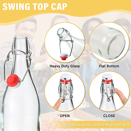 Aoriher 12 Pcs 25 oz Swing Top Glass Bottles 750 ml Glass Bottles with Red Caps for Home Brewing Kombucha Homemade Juices Beer Water Oil Vinegar Soda Syrup Kefir Beverages - color: Clear, Red