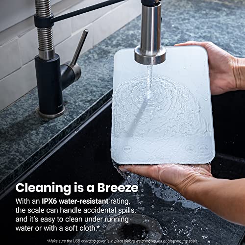 Etekcity Food Kitchen Scale, 22lb Digital Weight Scale Grams and Ounces Rechargeable Waterproof Tool for Weight Loss, Cooking, Baking, Meat, Bread, Large 0.05oz/1g Accuracy | 22 Lb/10 Kg Capacity, 0.05oz/1g Precision, IPX6 Splash-Resistant, USB-C Recharge