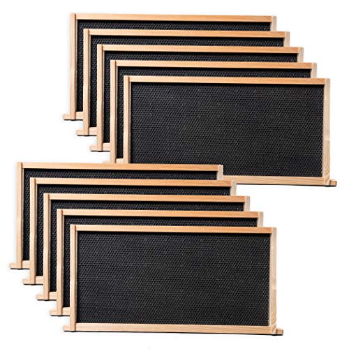 BeeCastle 10 Pack Beehive Frames and Wax Foundations for Deep Brood Bee Hives with Wooden Bee Hive Frames and 100% Beeswax Coated Foundations, 9-1/8-Inch (Black) - size: 10-Pack