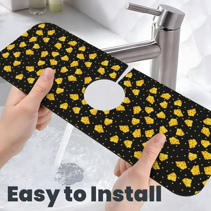 Cheese Faucet Mat For Kitchen Sink, Absorbent Countertop Protector, Quick Dry Sink Splash Guard Pad, Waterproof Draining Mat 15" X 5.5" - color: Style 4