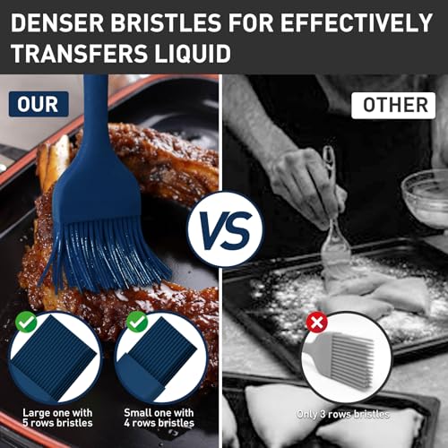Pastry Brush-Begonia Silicone Basting Brush for Cooking,2pcs 10+8 in Heat Resistant Food Brushes for Baking, Grilling, Cooking and Spreading Oil (Prussian Blue) - color: Prussian Blue