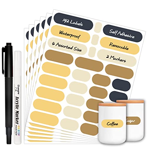 Spice Labels with 2 Markers, Waterproof Colored Chalkboard Label Stickers for Condiment Bottles Mason Jars Food Containers Cannings Storage Bins Removable Write-on Kitchen Labels 192pcs - color: Multicolor(192 Pack)