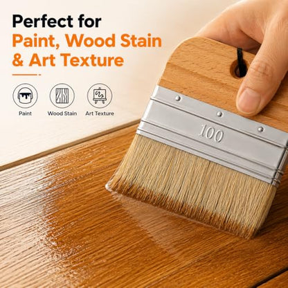 4 Inch Flat Paddle Paint Brush, Paint Brush with Short Wooden Handle, Natural Bristle Brush, Wide Paintbrush for Stains, Varnishes, Wall Painting, Furniture Refinishing & DIY Craft Projects - size: 4 Inch Paddle Paint Brush
