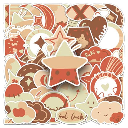 50PCS Loving Heart Graffiti Aesthetics Stickers Waterproof Vinyl Aesthetic Luggage Bicycle Refrigerator Cup Luggage Computer Mobile Phone Children and Teenagers Party Rewards(Colourful-2) - color: Colourful-2