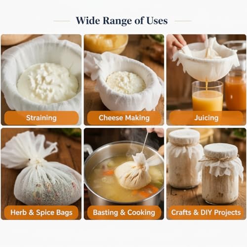 Bememo 60 x 1 Yard Bleached Cheesecloth for Straining Grade 40 Extra Large 100% Natural Cotton Cheese Cloth for Wedding Decoration, Polishing, Straining, White