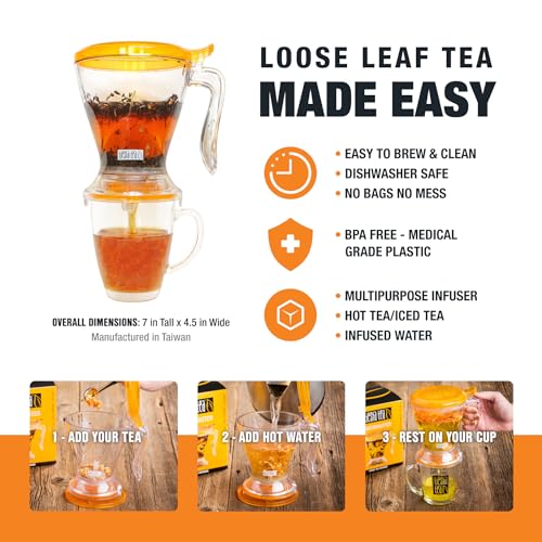 Tiesta Tea Brewmaster Infuser, Large Strainer for Loose Leaf Tea, Fine Mesh Bottom Dispensing, Microwave & Dishwasher Safe, Reusable Steeper, Loose Leaf Holder, 16 Oz - style: Brewmaster (16oz fl oz)