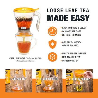 Tiesta Tea Brewmaster Infuser, Large Strainer for Loose Leaf Tea, Fine Mesh Bottom Dispensing, Microwave & Dishwasher Safe, Reusable Steeper, Loose Leaf Holder, 16 Oz - style: Brewmaster (16oz fl oz)