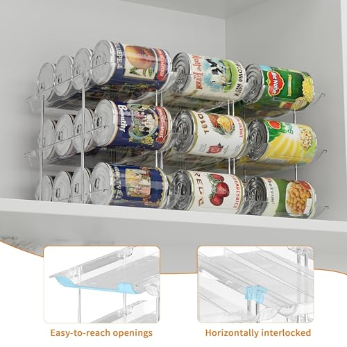 LXLXXL Can Organizer For Pantry Canned Food Goods Organizer For Cabinet Clear Automatic Rolling Can Storage Organizer Pantry Holders Rack, Holds Up to 48 Cans - size: 4Tier*3