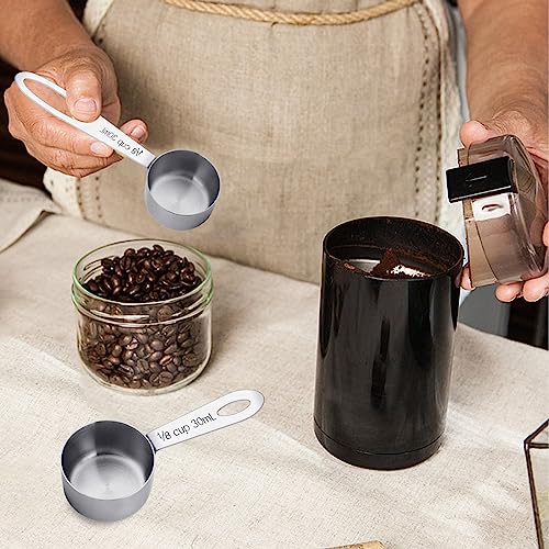 4Pcs 1/8 Cup Measuring Cup, 30ml Scoop, Stainless Steel Measuring Cups, Coffee Scoops, Measuring Scoops Tablespoon Measure Spoon, Short Handle & Long Handle Cooking Measuring Scoop(30ML) - color: 4 Pcs/Set