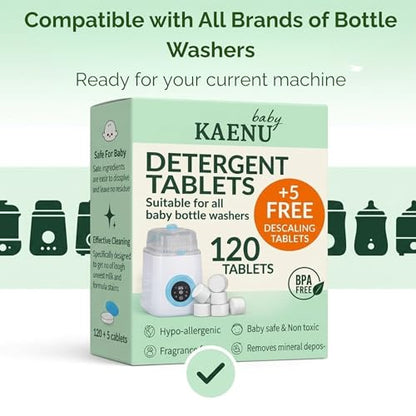 120Pcs Detergent Soap Tablets for Baby Bottle Washer- Compatible with all Baby Bottle Washers, Baby Brezza, Momcozy & GROWNSY - Effective Cleaning with Safe Highly Concentrated Formula