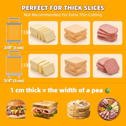 Anatole Commercial Cheese Slicer Butter Cutter for Block Cheese Butter Square with 3/8'' & 3/4'' Interchangeable Cutting Plate Replaceable Stainless Steel Wire Home Restaurant Kitchen Cook Baking Tool