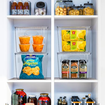 Sorbus 8-Pack Large Clear Plastic Storage Bins with Lids – Kitchen, Pantry, Fridge, Cabinet & Refrigerator Organizers - size: Large, style: 8 Pack