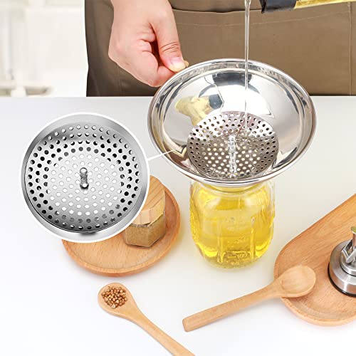 Pisol Canning Funnel for Wide Mouth and Regular Mason Jars, Stainless Steel Kitchen Use Funnels with Strainer for Filling Bottles, Metal Funnel Set for Oil Power Jam Grains Dry & Wet Ingredients