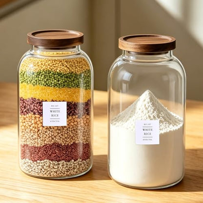 Large Glass Jar with Lid,（1Gallon/4000ML） Airtight Storage Container for Kitchen Countertop, Pantry, Coffee, Tea, Flour, Walnuts and Candy - size: 1Gallon*1