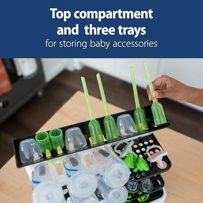 Dr. Brown's Drying Tower, Stand-Up Drying Rack, Countertop Baby Bottle Drying with Organized Storage for Baby Essentials, Space Saving Vertical Rack, Blue/White - style: Blue/White Rack