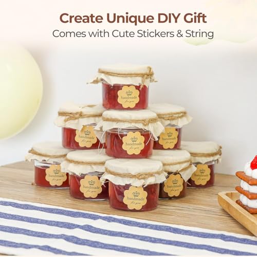 ComSaf 4 oz Mini Mason Jars Bulk Set, 16 Pack Glass Jars with Lids | BPA-Free Materials, Spice Rack, Small Jam, Honey Samples, Wedding Favors, DIY Candles, Labels and Twine - size: 4oz*16 regular mouth
