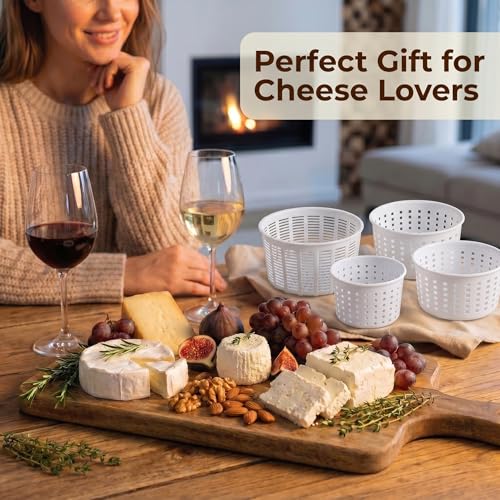Set of 4 various Cheese making Molds 0.25+0.5+0.7+1.2 kg | Cheesemaking from Cow and Goat Milk. Cheese making supplies by QG group - size: Set of 4