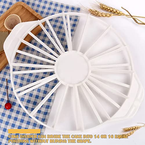 Cake Portion Cutter, Cake Divider Cheesecake Slicer for Even Slices Double-Sided 14 or 16 Slices, White