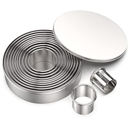 Round Cookie Biscuit Cutter Set 12 Pieces Graduated Circle Pastry Cutters 18/8 Stainless Steel Cookie Cutters1inch - 4 1/2inch Donut Cutter Ring Molds - style: 12pcs(1-4.5in)