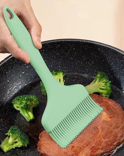 2Pcs Silicone Basting Pastry Brush - Heat Resistant Cooking Brushes Food Brush for Oil, Sauce, BBQ, Baking Outdoor Grill Dishwasher Safe – Green - color: Green