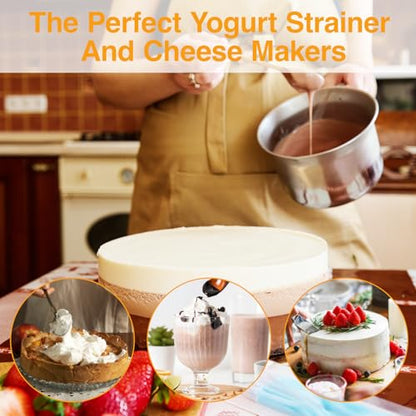 9 Pcs Fine Mesh Strainer Bags with Stainless Steel Handle, Reusable Nut Milk Bag Cheesecloth Filter Bag for Straining Cheese Fruit Juice Coffee Yogurt Tea (Small)