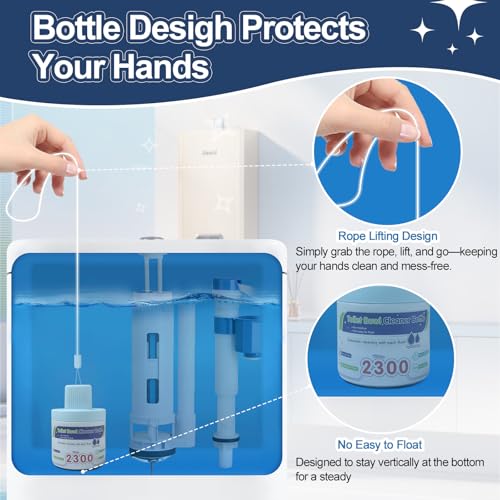 Msvvko Toilet Bowl Cleaner, Automatic Long-Lasting Blue Toilet Cleaner Bottle, Septic Safe Toilet Bowl Tablets in Bottles, Fresh Bathroom & Deodorize, 6 Pack, 2300 Flushes Each - size: 55 Ounce (Pack of 6)