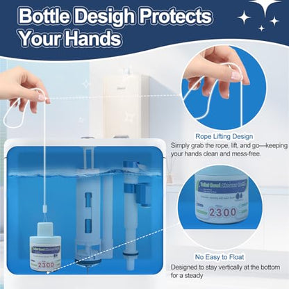 Msvvko Toilet Bowl Cleaner, Automatic Long-Lasting Blue Toilet Cleaner Bottle, Septic Safe Toilet Bowl Tablets in Bottles, Fresh Bathroom & Deodorize, 6 Pack, 2300 Flushes Each - size: 55 Ounce (Pack of 6)