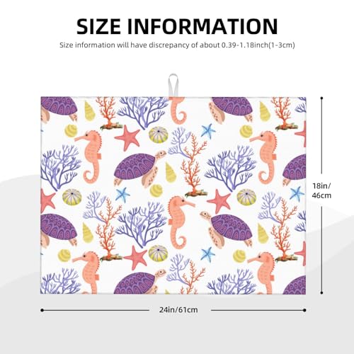 Purple Beach Sea Turtle Dish Drying Mat For Kitchen Counter, Super Absorbent Microfiber Dish Drying Pad, Kitchen Gadgets For Easy Clean Multi-Use Large 18"x24" - color: Purple Beach Sea Turtle