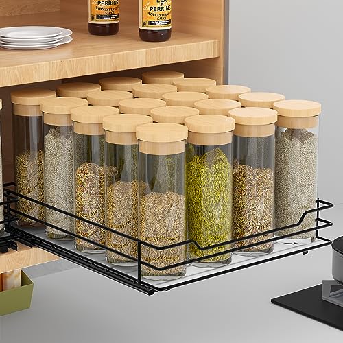 BOIVSHI Pull Out Spice Rack Organizer for Cabinet, Heavy Duty Slide Out Spice Rack Organizer for Kitchen Cabinets and Pantry, Fits Spices, Sauces, Canned Food (8.5''Wx10.5''Dx2.5''H) - size: 1 Tier,8.5''Wx10.5''Dx2.5''H